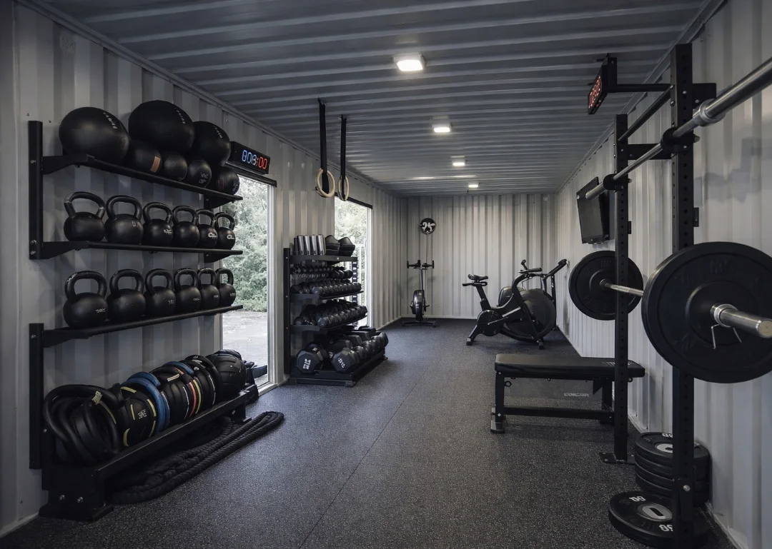 Gimnasio equipado dentro de un contenedor, Bahía Blanca